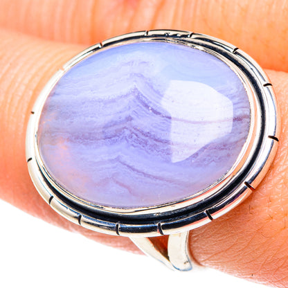Blue Lace Agate Rings handcrafted by Ana Silver Co - RING92691