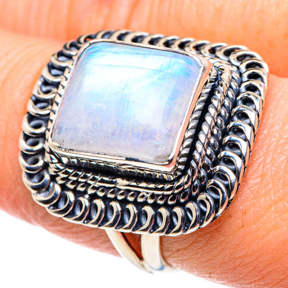 Rainbow Moonstone Rings handcrafted by Ana Silver Co - RING92692
