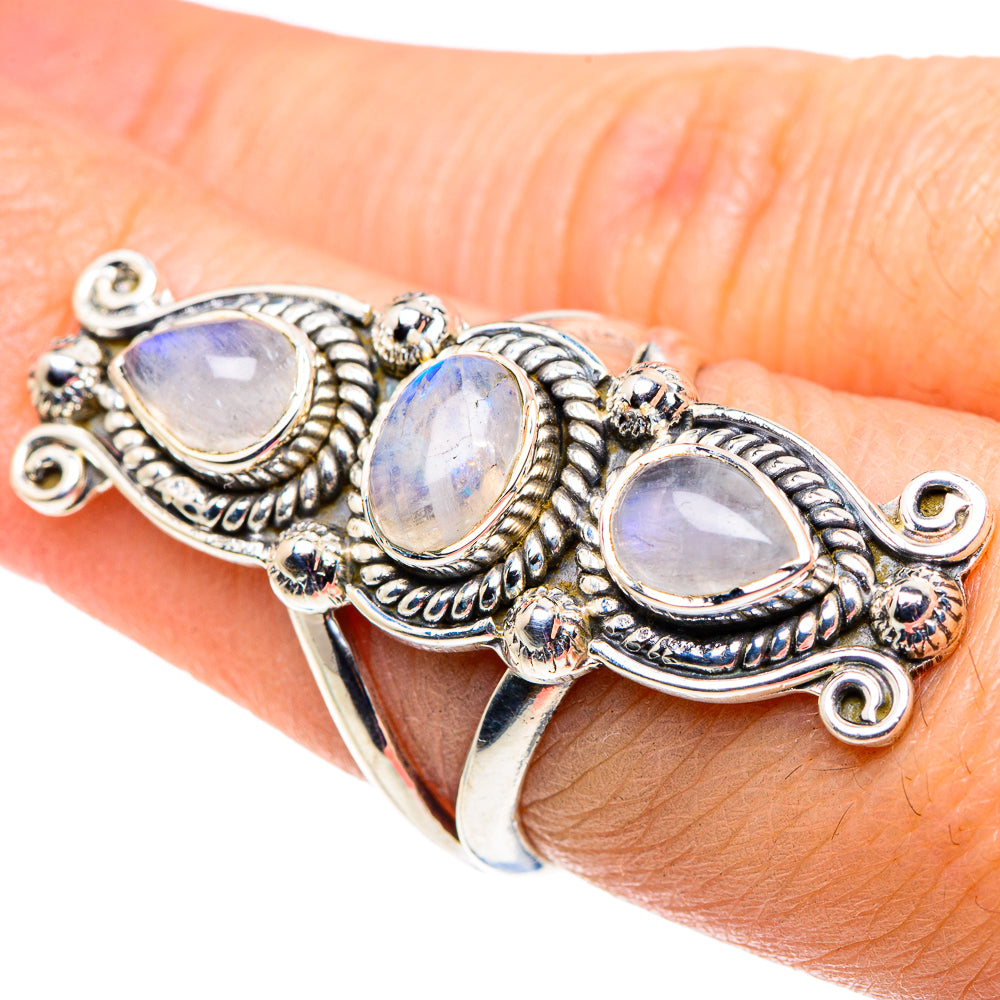 Rainbow Moonstone Rings handcrafted by Ana Silver Co - RING92716