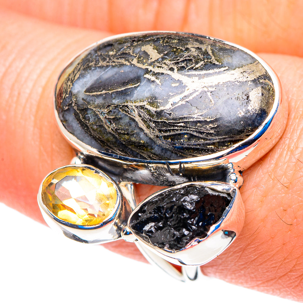 Pyrite Agate Rings handcrafted by Ana Silver Co - RING92737