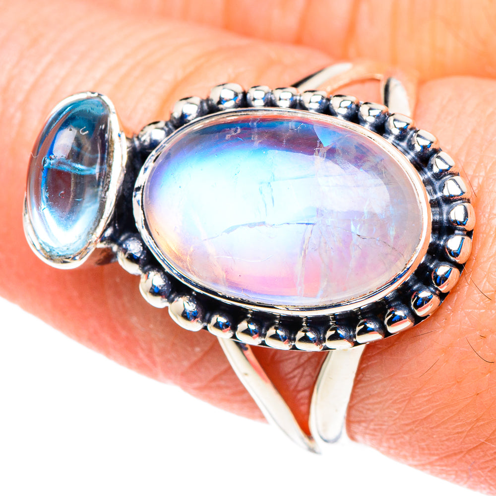 Rainbow Moonstone Rings handcrafted by Ana Silver Co - RING92740