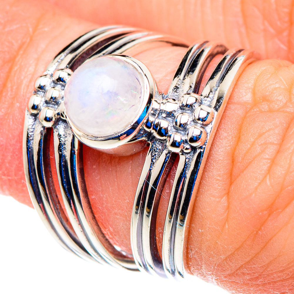 Rainbow Moonstone Rings handcrafted by Ana Silver Co - RING92741