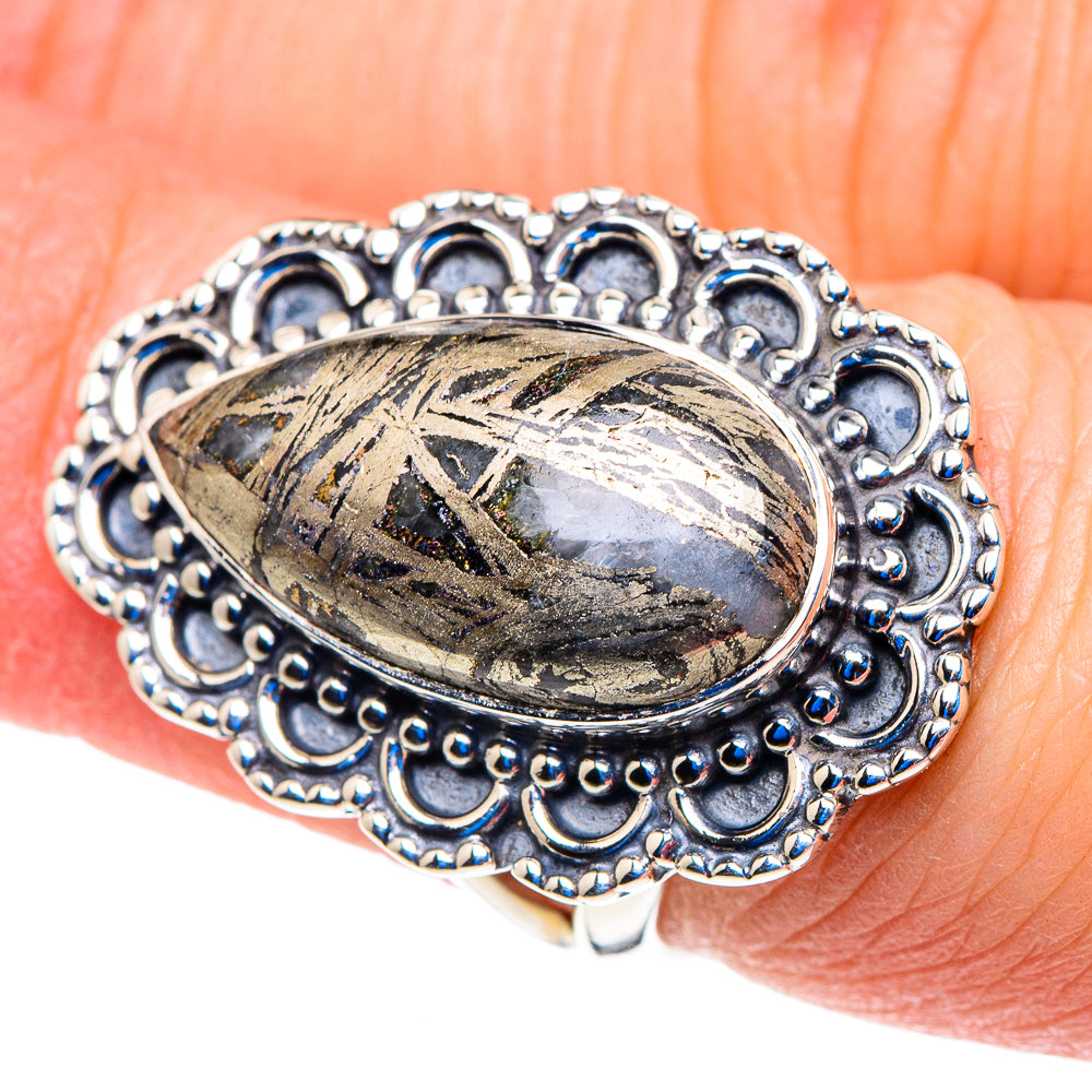 Pyrite Agate Rings handcrafted by Ana Silver Co - RING92761