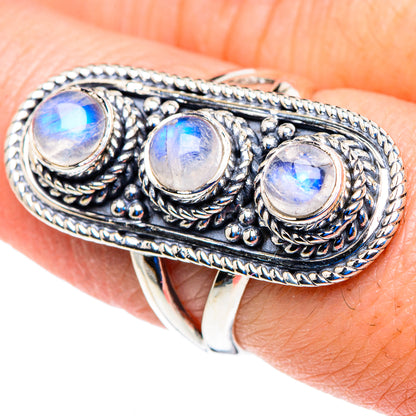Rainbow Moonstone Rings handcrafted by Ana Silver Co - RING92764