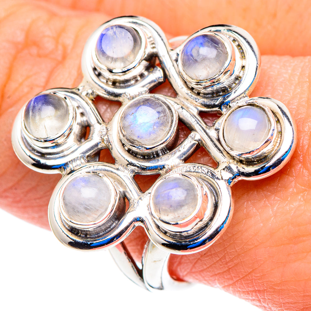 Rainbow Moonstone Rings handcrafted by Ana Silver Co - RING92765