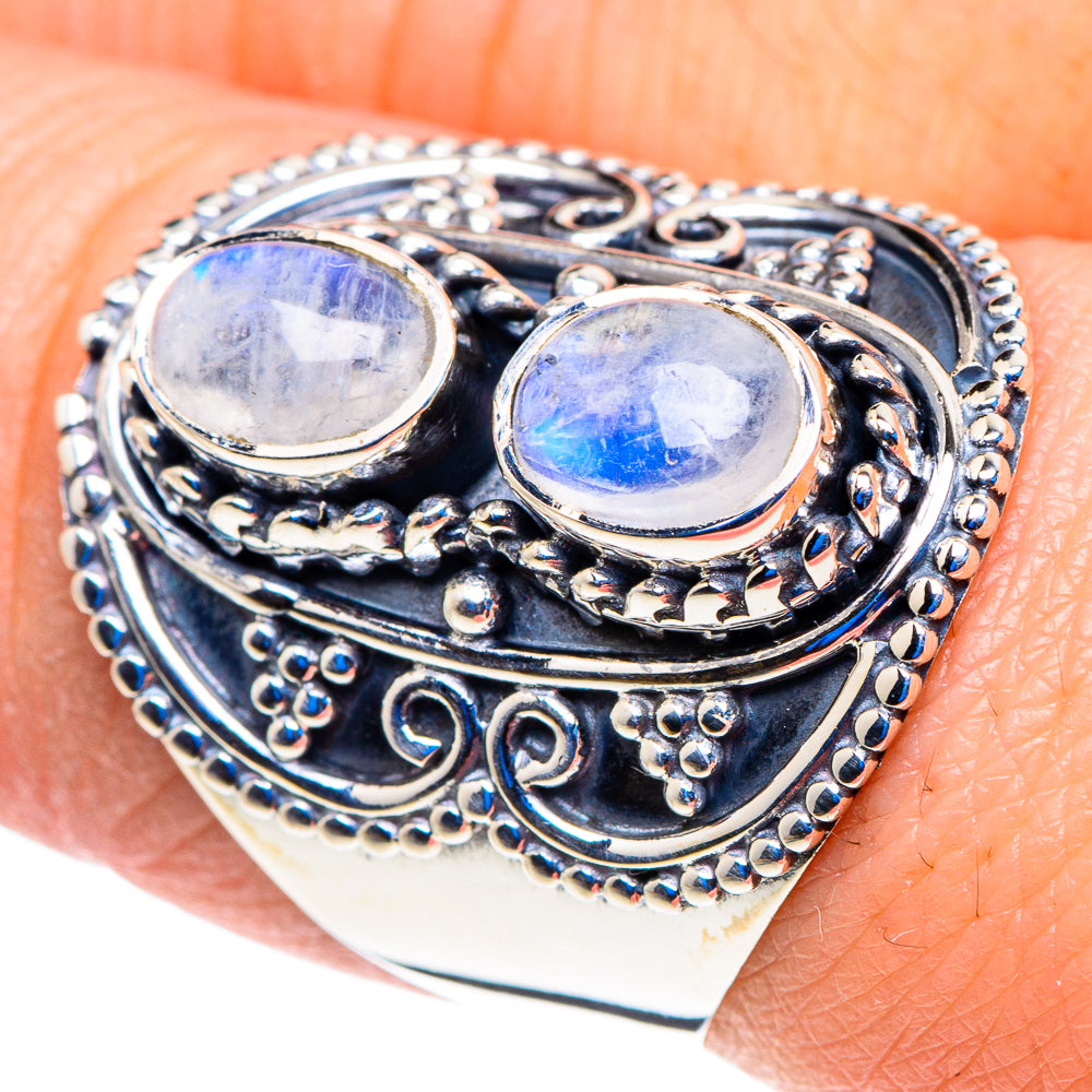 Rainbow Moonstone Rings handcrafted by Ana Silver Co - RING92784