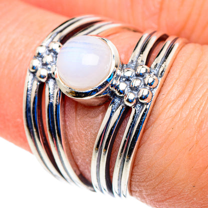 Rainbow Moonstone Rings handcrafted by Ana Silver Co - RING92801