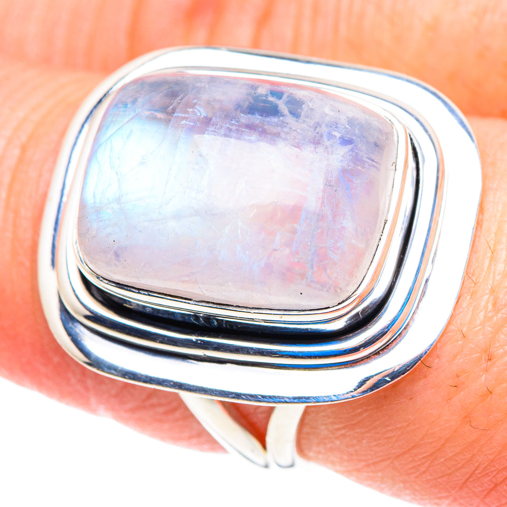 Rainbow Moonstone Rings handcrafted by Ana Silver Co - RING92816