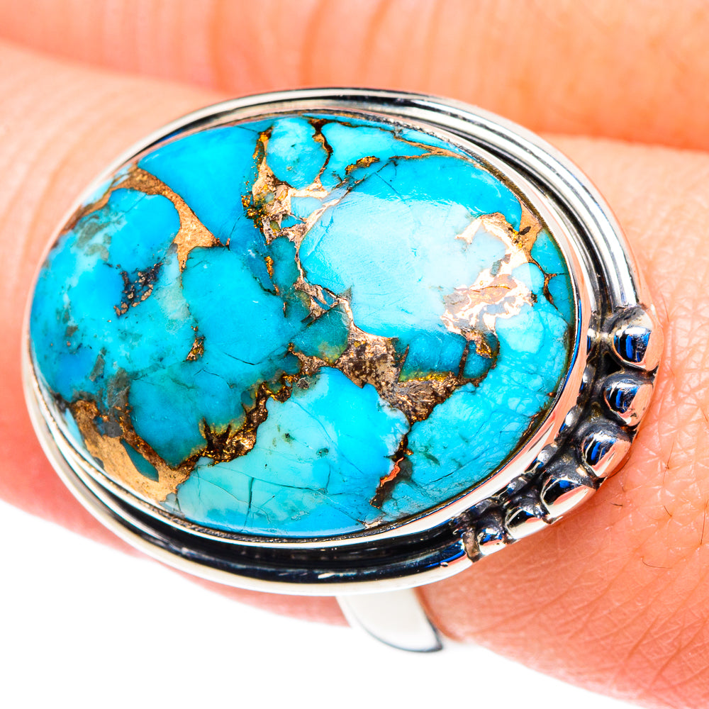 Blue Copper Composite Turquoise Rings handcrafted by Ana Silver Co - RING92820