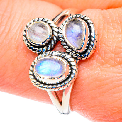 Rainbow Moonstone Rings handcrafted by Ana Silver Co - RING92827
