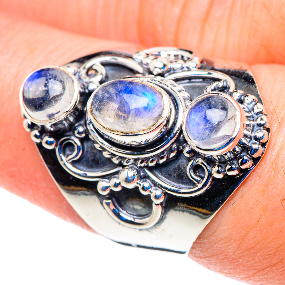 Rainbow Moonstone Rings handcrafted by Ana Silver Co - RING92841