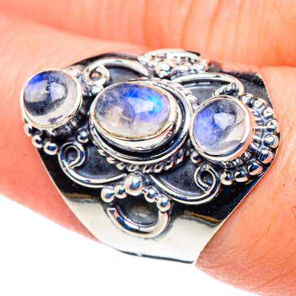 Rainbow Moonstone Rings handcrafted by Ana Silver Co - RING92841