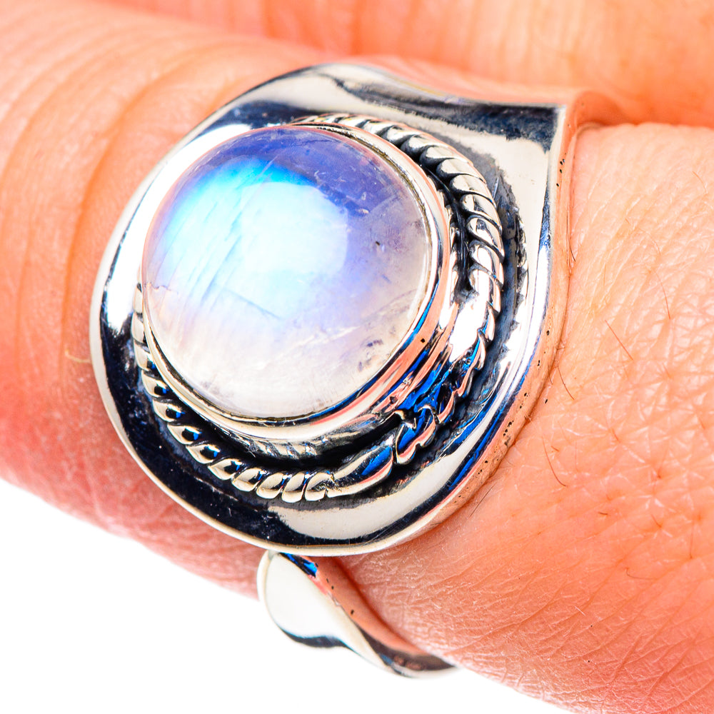 Rainbow Moonstone Rings handcrafted by Ana Silver Co - RING92842