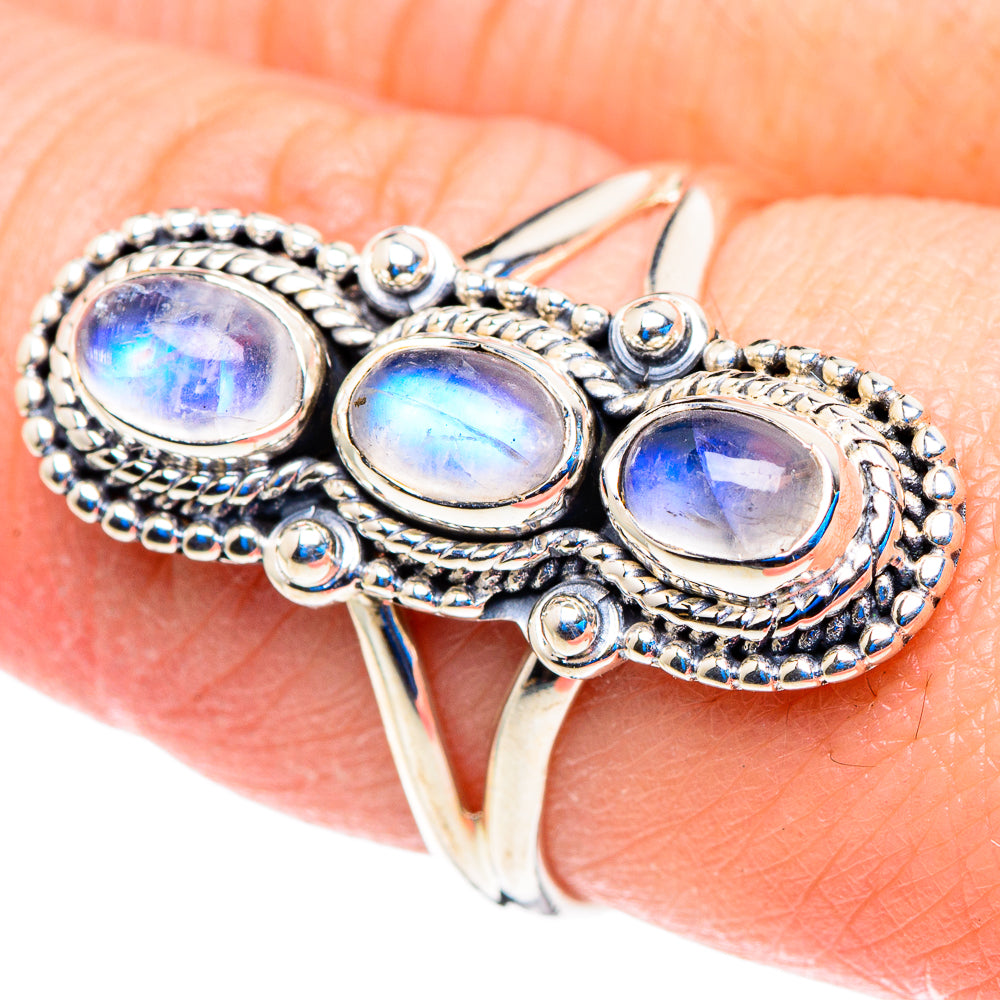 Rainbow Moonstone Rings handcrafted by Ana Silver Co - RING92851