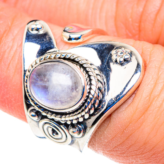 Rainbow Moonstone Rings handcrafted by Ana Silver Co - RING92853