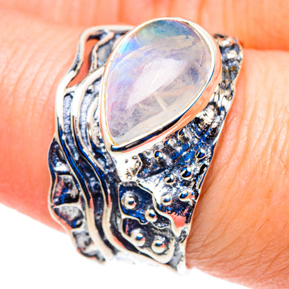 Rainbow Moonstone Rings handcrafted by Ana Silver Co - RING92854