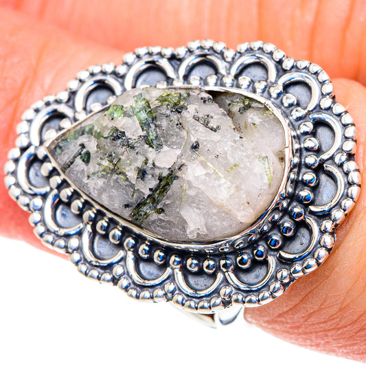 Green Tourmaline In Quartz Rings handcrafted by Ana Silver Co - RING92861