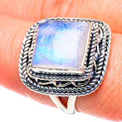 Rainbow Moonstone Rings handcrafted by Ana Silver Co - RING92865