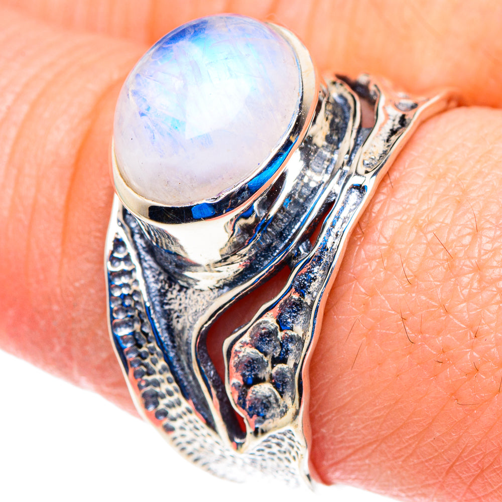 Rainbow Moonstone Rings handcrafted by Ana Silver Co - RING92866