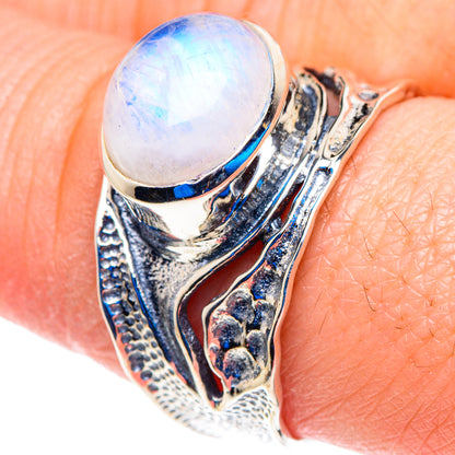 Rainbow Moonstone Rings handcrafted by Ana Silver Co - RING92866