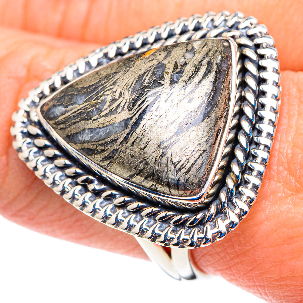 Pyrite Agate Rings handcrafted by Ana Silver Co - RING92880