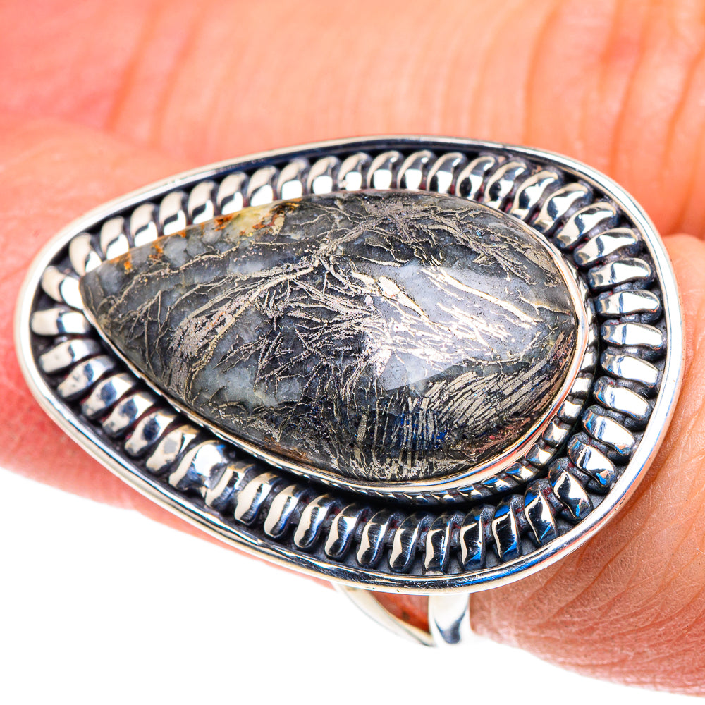 Pyrite Agate Rings handcrafted by Ana Silver Co - RING92881
