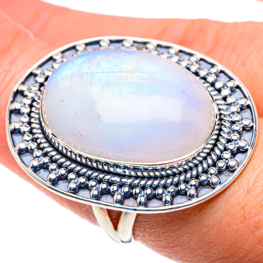 Rainbow Moonstone Rings handcrafted by Ana Silver Co - RING92915