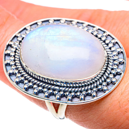 Rainbow Moonstone Rings handcrafted by Ana Silver Co - RING92915