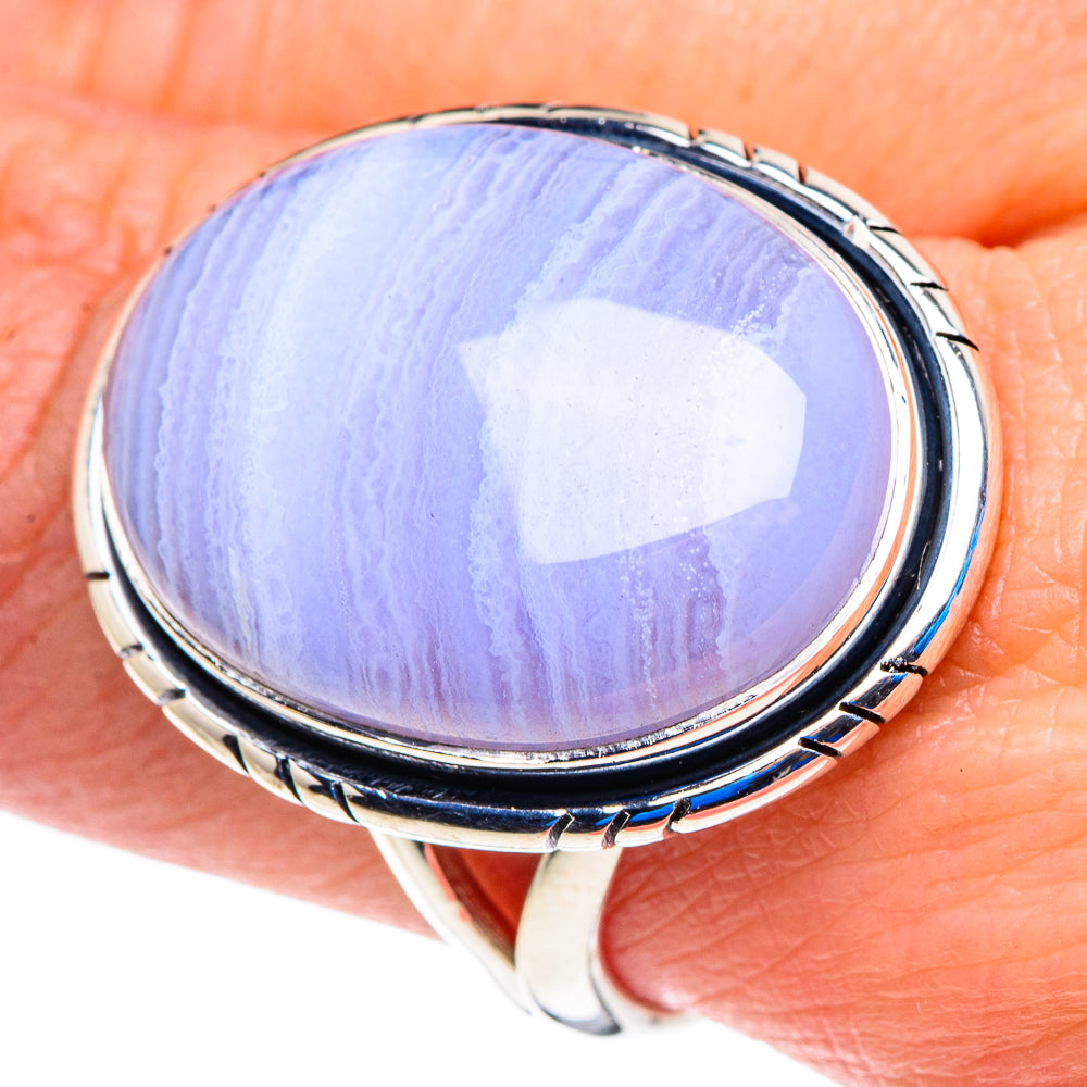 Blue Lace Agate Rings handcrafted by Ana Silver Co - RING92916