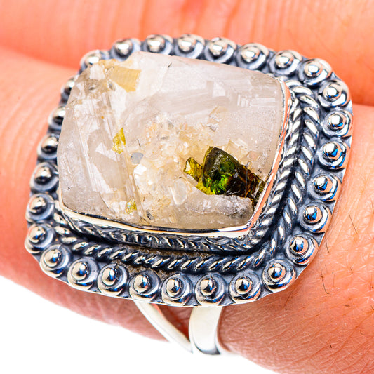 Green Tourmaline In Quartz Rings handcrafted by Ana Silver Co - RING92940