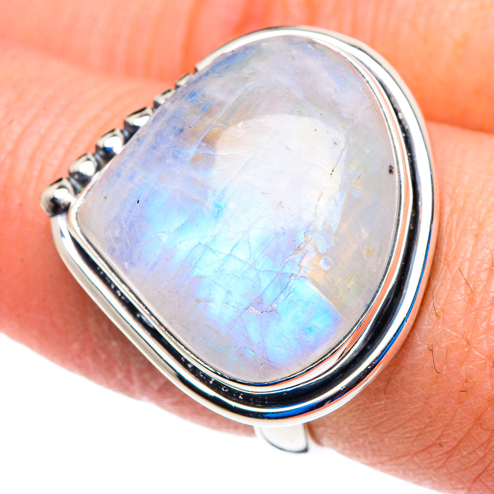 Rainbow Moonstone Rings handcrafted by Ana Silver Co - RING92963