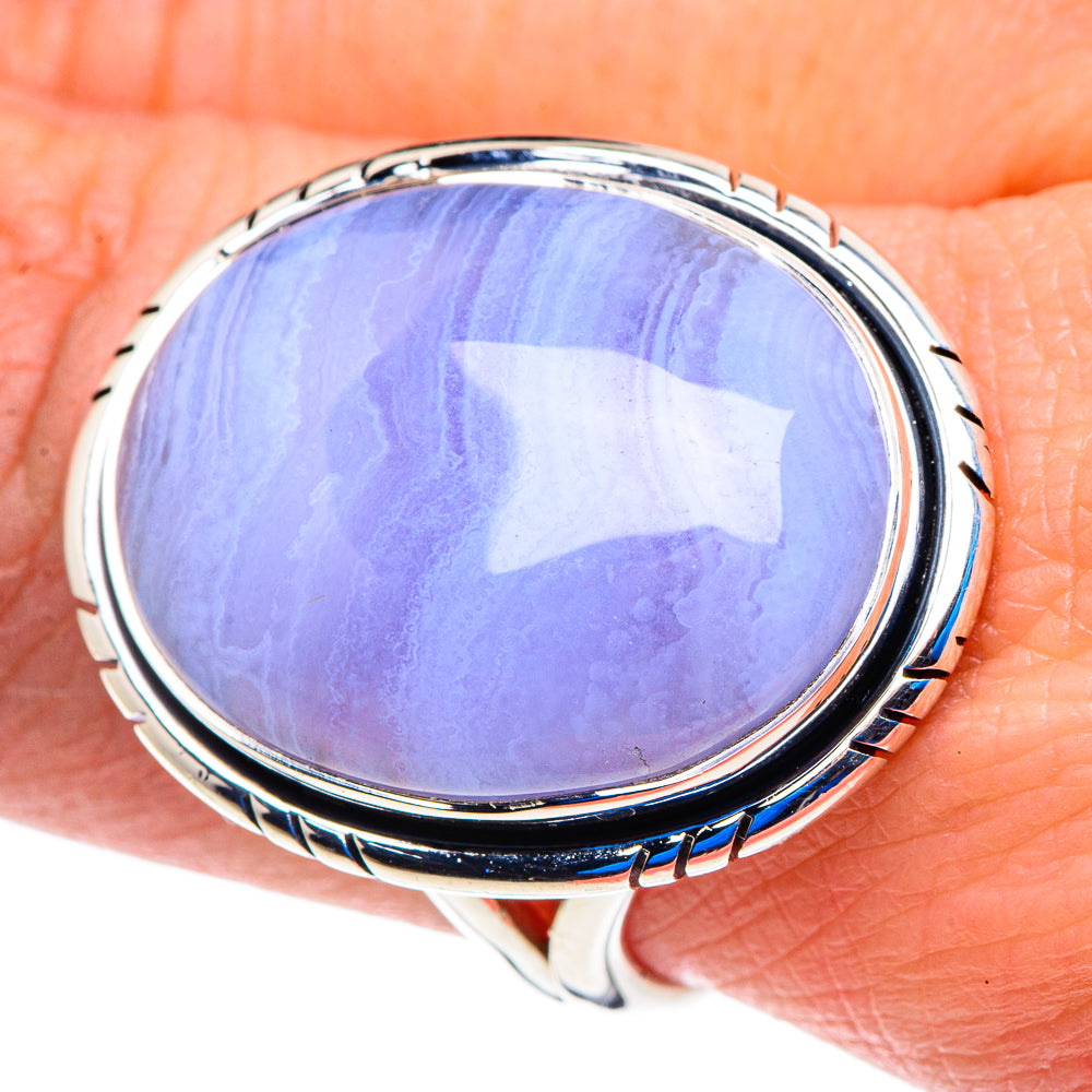 Blue Lace Agate Rings handcrafted by Ana Silver Co - RING92964
