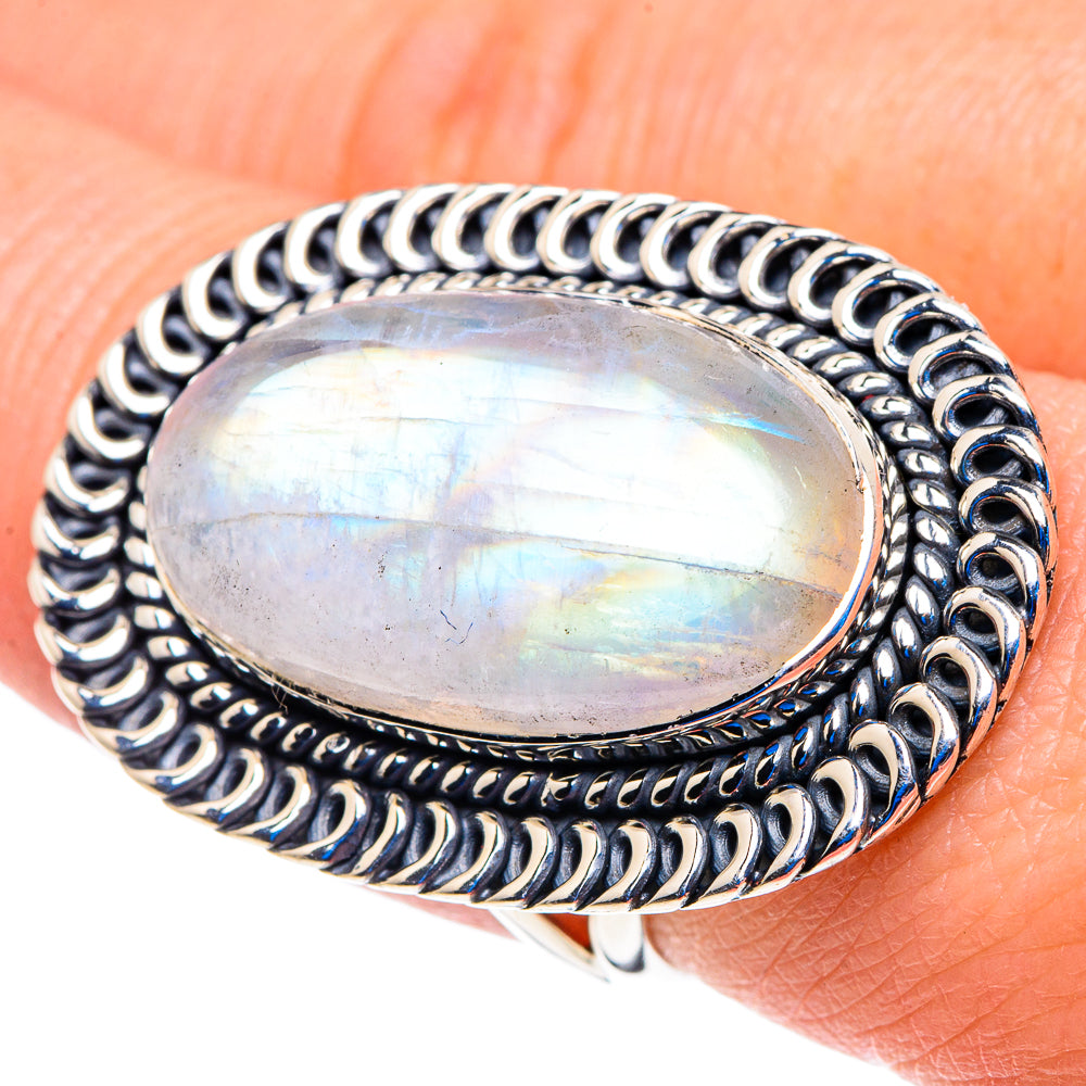 Rainbow Moonstone Rings handcrafted by Ana Silver Co - RING92981