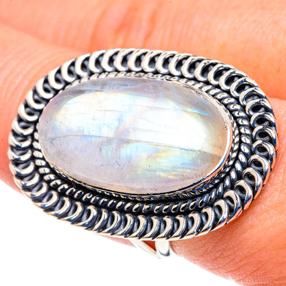 Rainbow Moonstone Rings handcrafted by Ana Silver Co - RING92981