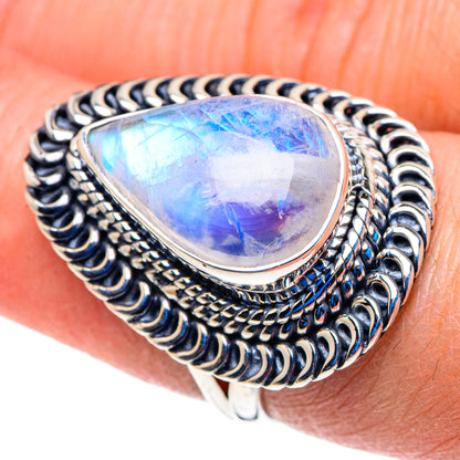 Rainbow Moonstone Rings handcrafted by Ana Silver Co - RING92982