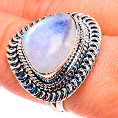 Rainbow Moonstone Rings handcrafted by Ana Silver Co - RING93000
