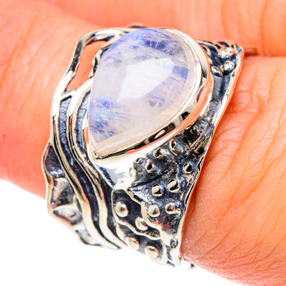 Rainbow Moonstone Rings handcrafted by Ana Silver Co - RING93064