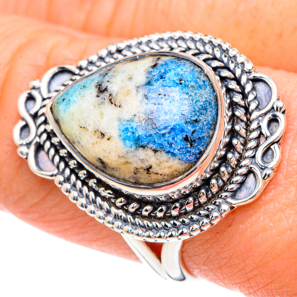 K2 Blue Azurite Rings handcrafted by Ana Silver Co - RING93067