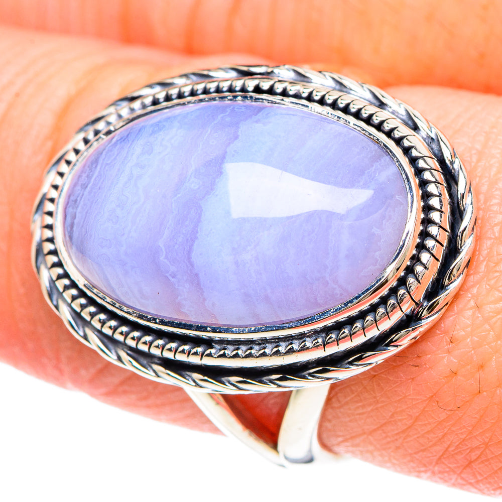 Blue Lace Agate Rings handcrafted by Ana Silver Co - RING93080
