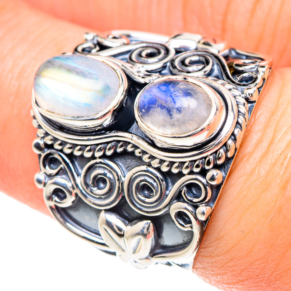Rainbow Moonstone Rings handcrafted by Ana Silver Co - RING93094