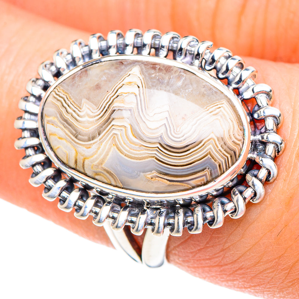 Laguna Lace Agate Rings handcrafted by Ana Silver Co - RING93106