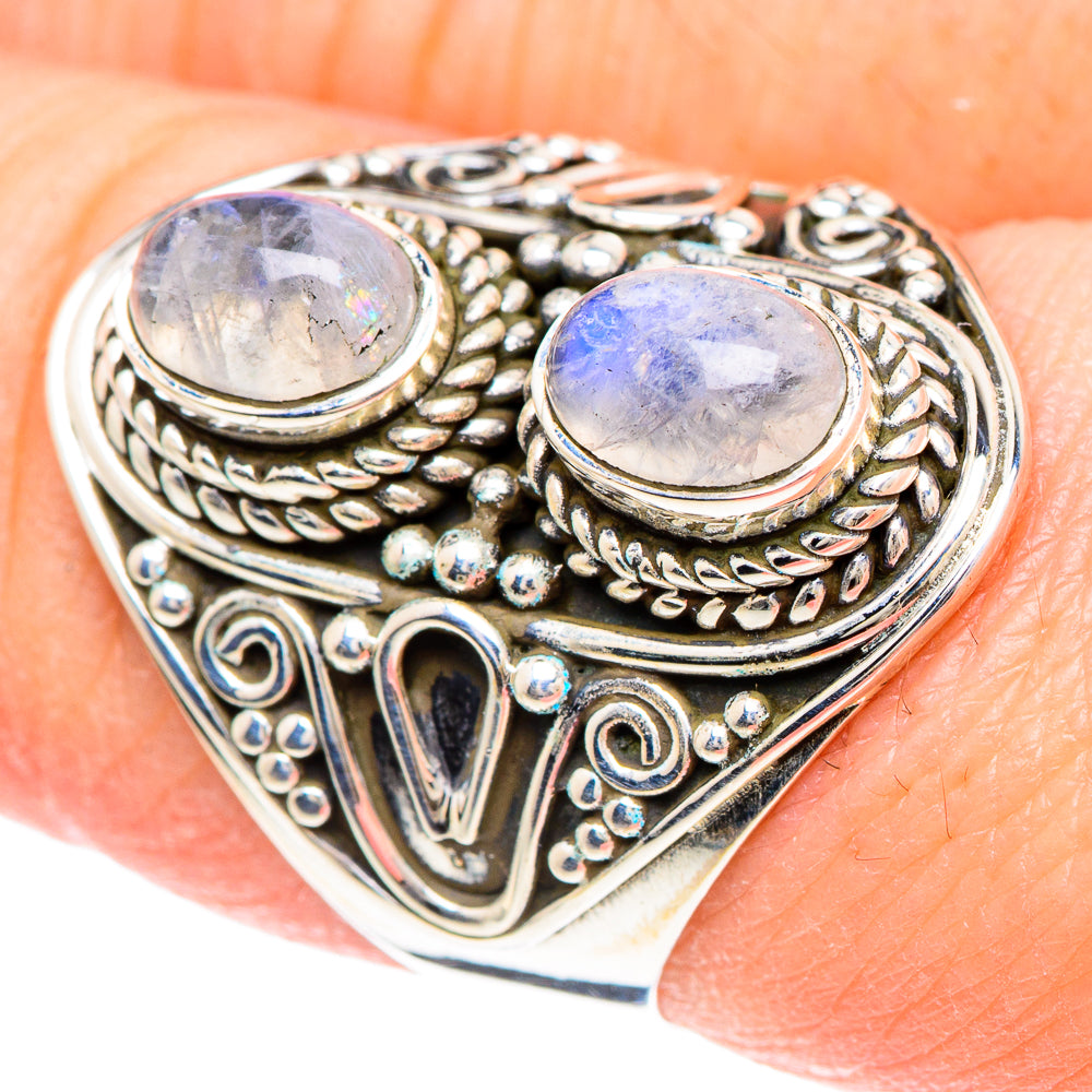 Rainbow Moonstone Rings handcrafted by Ana Silver Co - RING93111