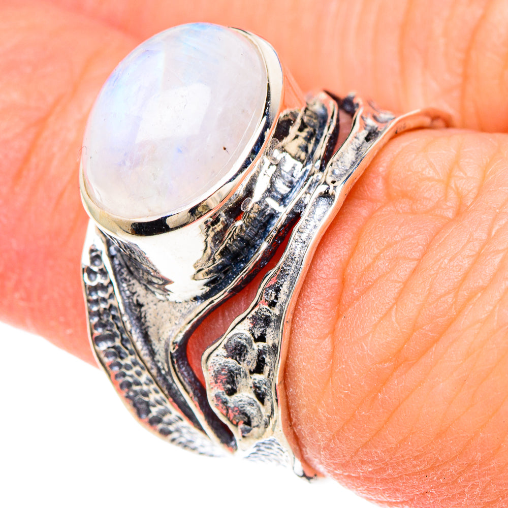 Rainbow Moonstone Rings handcrafted by Ana Silver Co - RING93112