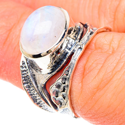 Rainbow Moonstone Rings handcrafted by Ana Silver Co - RING93112