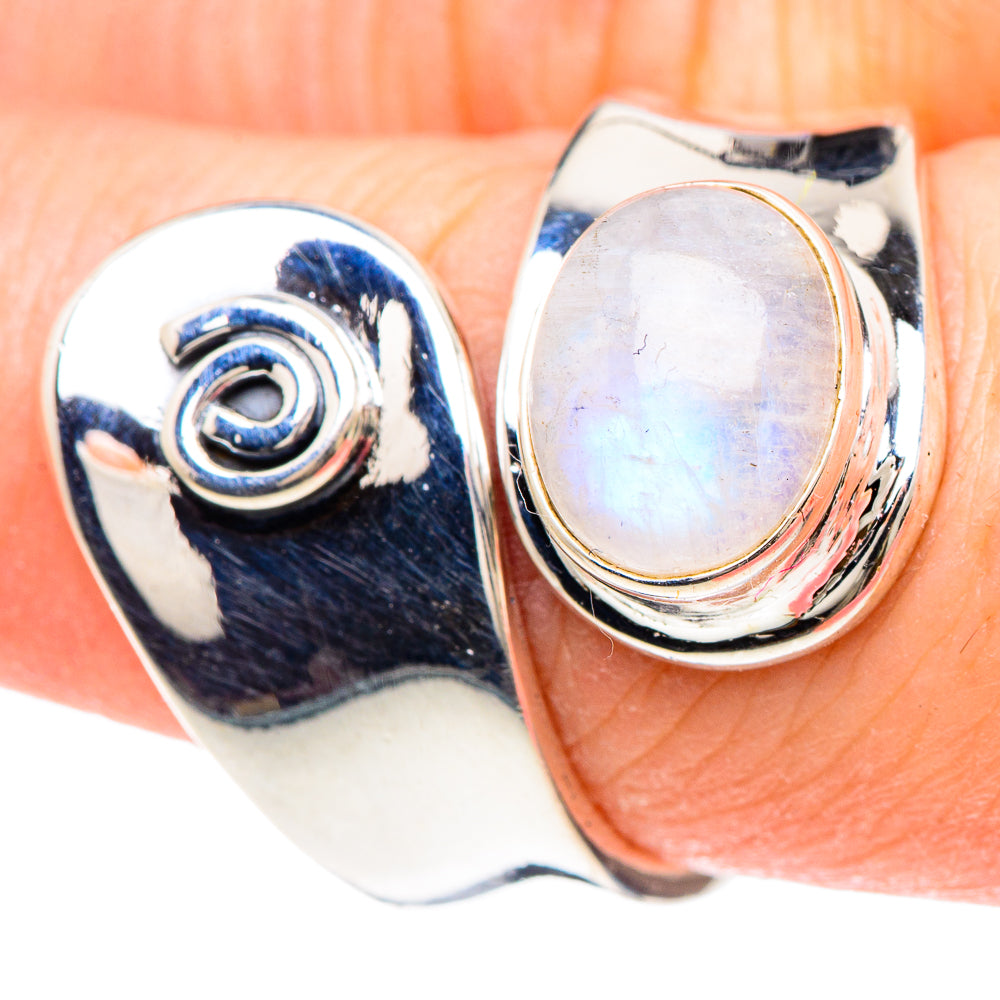 Rainbow Moonstone Rings handcrafted by Ana Silver Co - RING93113
