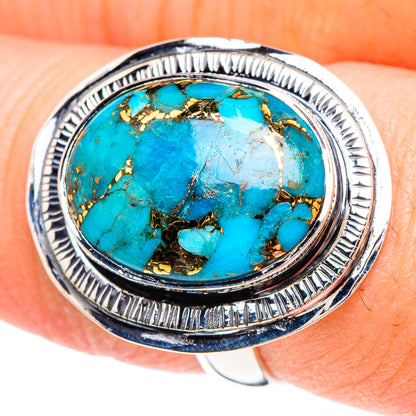 Blue Copper Composite Turquoise Rings handcrafted by Ana Silver Co - RING93141