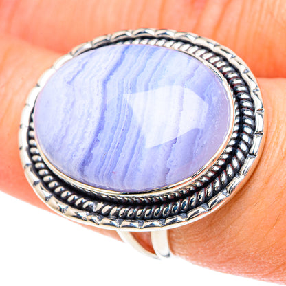 Blue Lace Agate Rings handcrafted by Ana Silver Co - RING93169