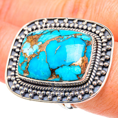 Blue Copper Composite Turquoise Rings handcrafted by Ana Silver Co - RING93179