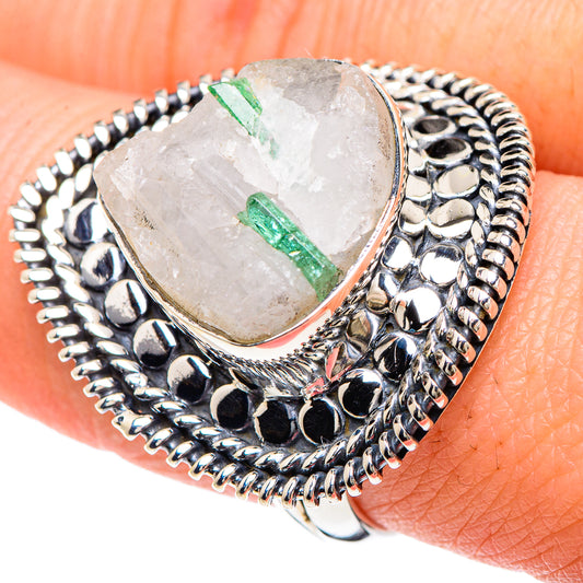 Green Tourmaline In Quartz Rings handcrafted by Ana Silver Co - RING93195