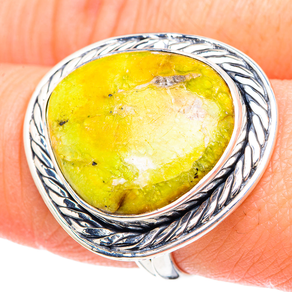 African Green Opal Rings handcrafted by Ana Silver Co - RING93205